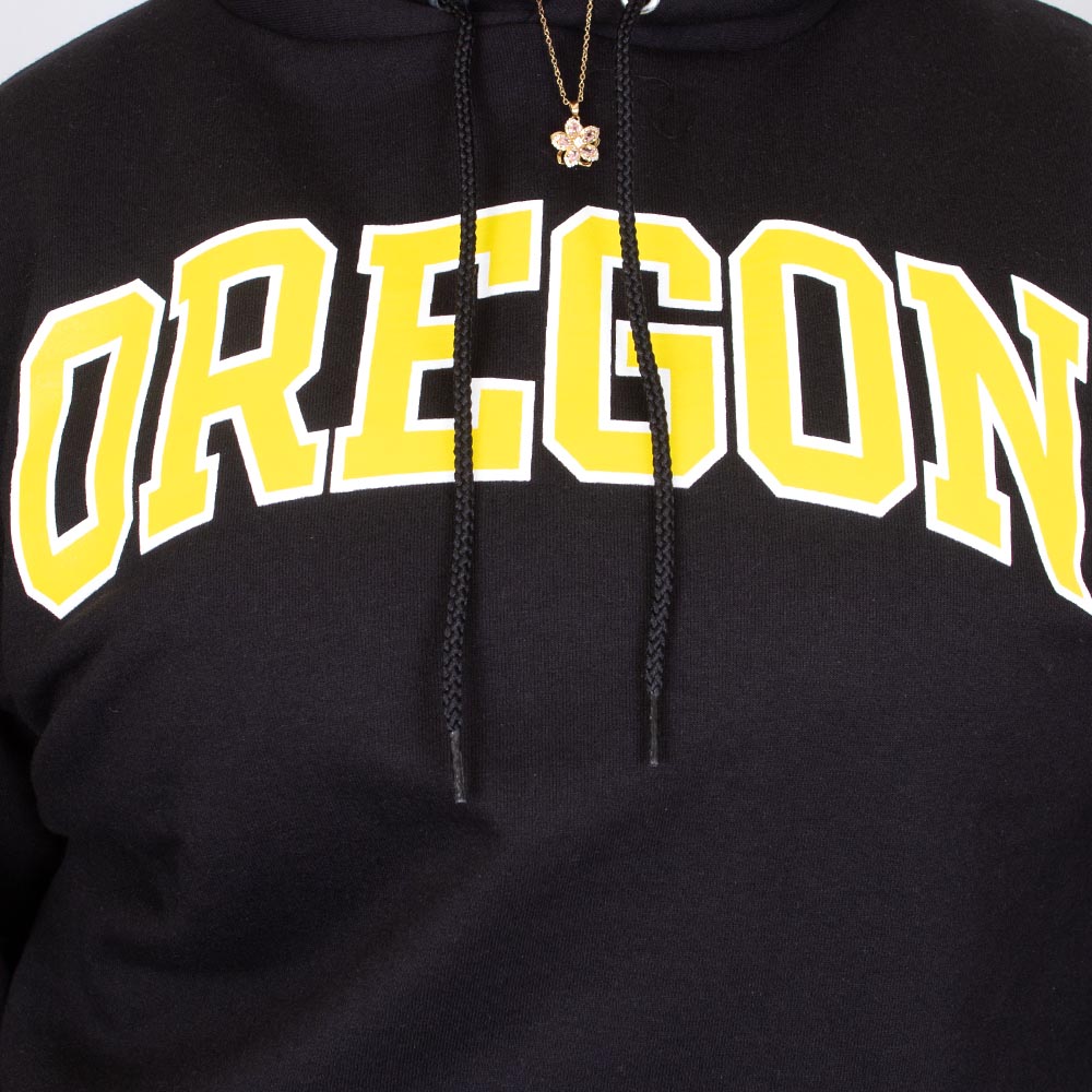 Arched Oregon, Champion, Black, Hoodie, Cotton Blend, Men, Unisex, Fleece, Pullover, Sweatshirt, 942069